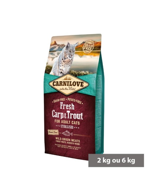 Croquettes pour Chat Sans Céréales Carnilove Fresh à la carpe et truite