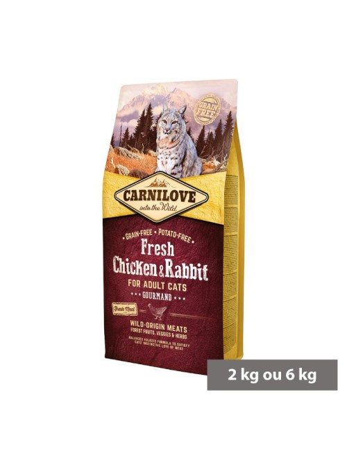 Croquettes pour Chat Sans Céréales Carnilove Fresh au poulet et lapin