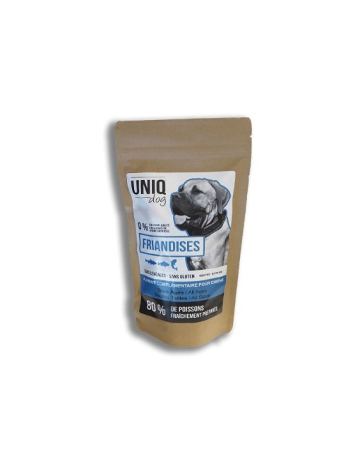 Friandises sans céréales UNIQ Dog pour chien au poisson