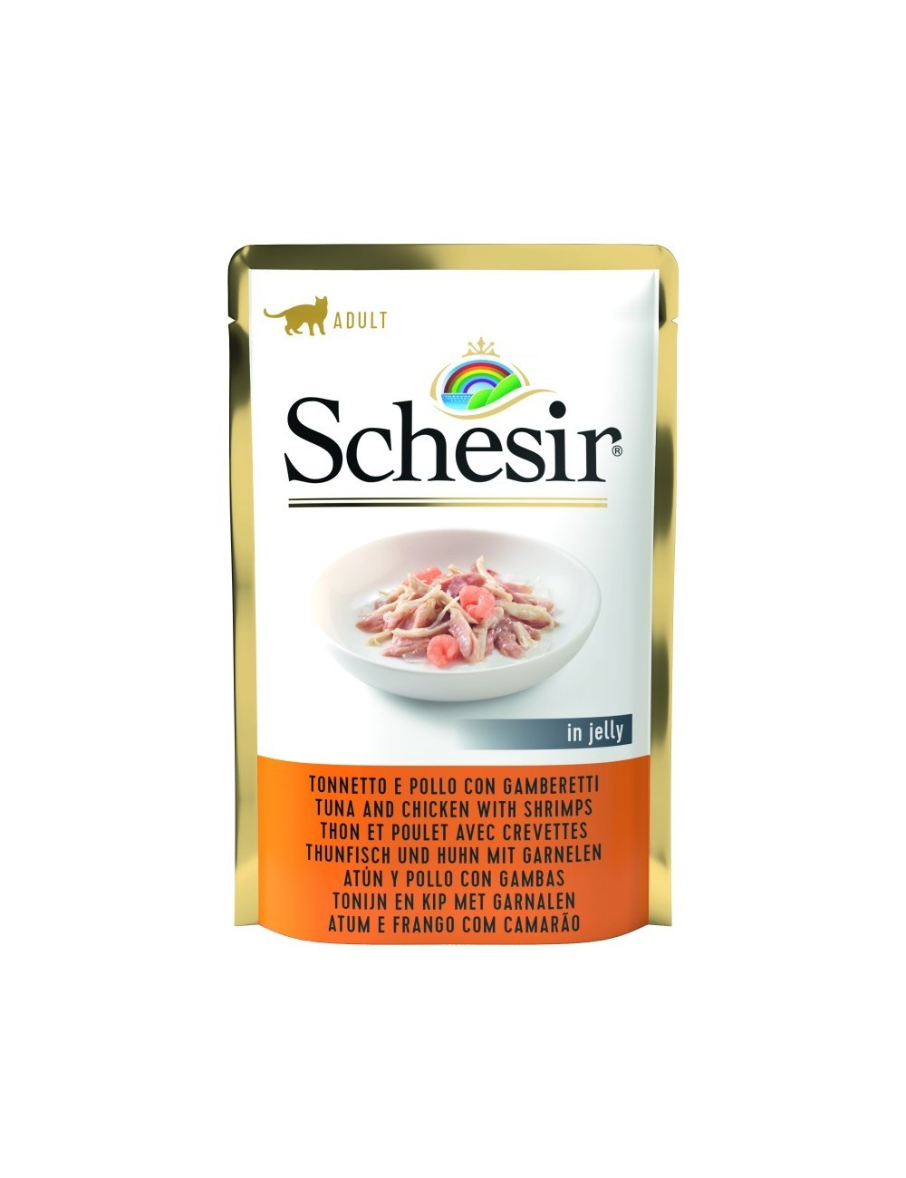 Pâtée Schésir chats-Thon et poulet avec crevettes sachet fraîcheur
