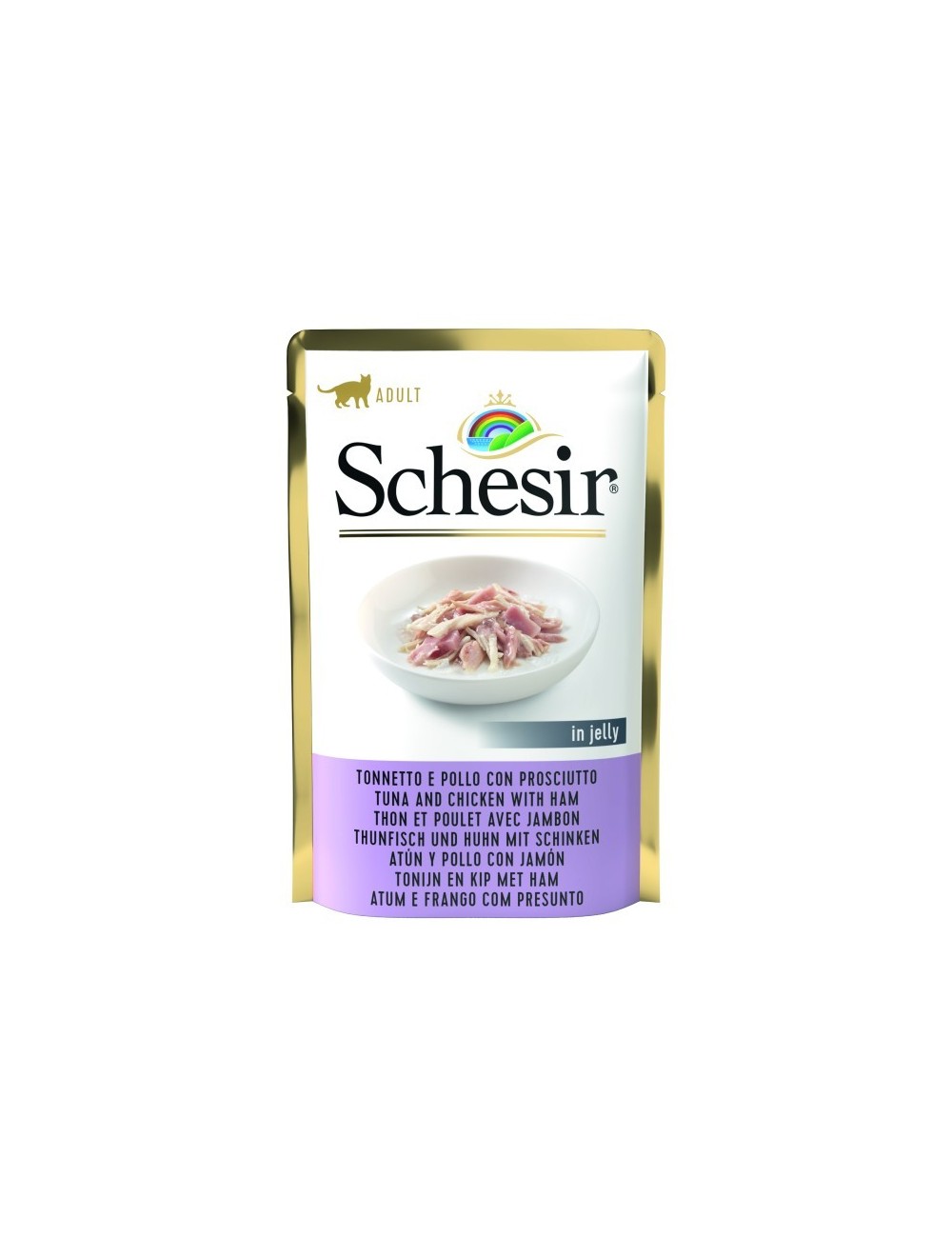 Pâtée Schésir chats-Thon et poulet avec jambon sachet fraîcheur