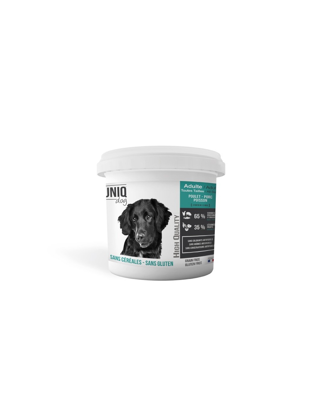 Croquettes chien sans céréales poulet poisson Uniq Dog