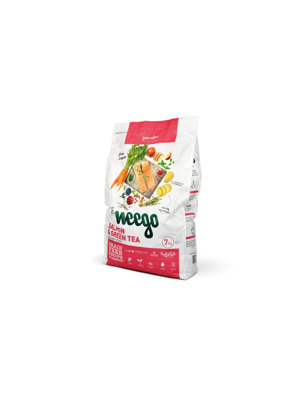 Weego - Croquettes sans céréales pour chat adulte stérilisé au saumon frais et  thé vert
