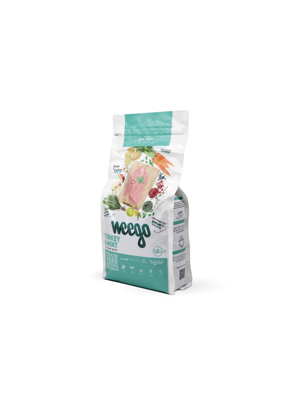 Weego - Croquettes sans céréales pour chat adulte stérilisé à la dinde et à la menthe