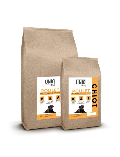 UNIQ Dog - Croquettes sans céréales pour chiot au poulet, dinde et saumon