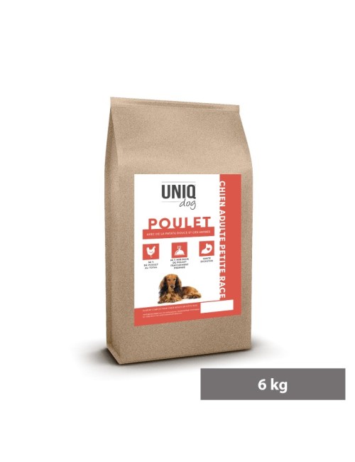 UNIQ Dog - Croquettes sans céréales pour chien adulte de petite taille au poulet