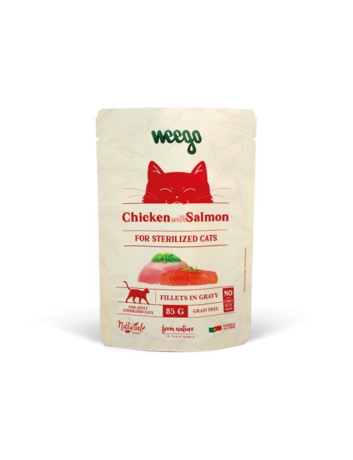 Weego - Pâtée pour chats au poulet avec saumon